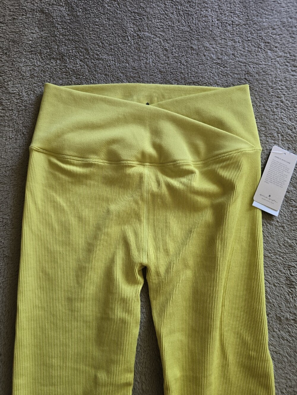 Spiritual Gangster Wrap Front Seamless Ribbed Leggings Bright Yellow Size M/L - Picture 3 of 10